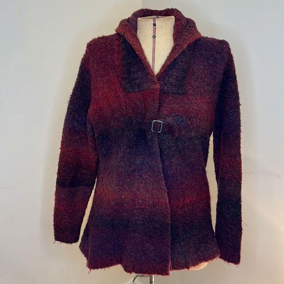 Woolrich Deep Wine Buckle Front Sweater - Size Small Petite - Picture 1 of 12